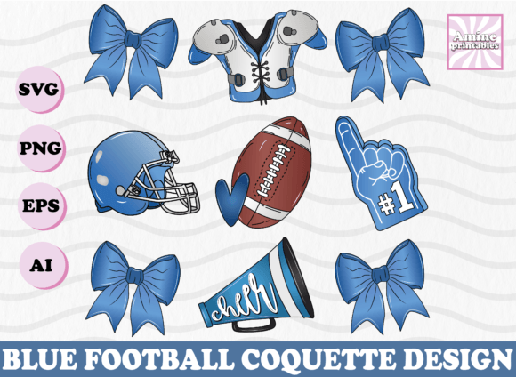 Blue Football Coquette Bow Sublimation Review