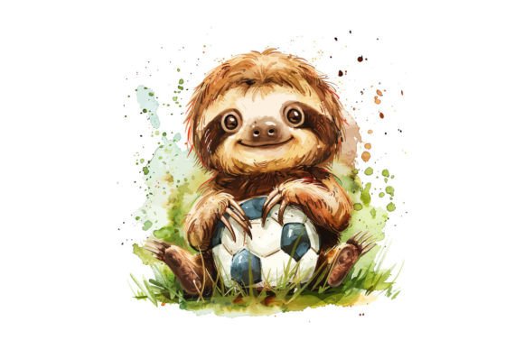 Cute Sloths Playing Football Holding Ball Graphics for Crafts & Handmade Business