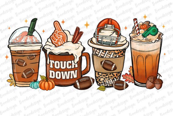 Football Coffee Cup PNG: Graphics for Fall Crafts