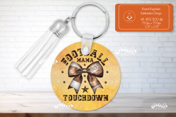 Football Mama Round Keychain Sport PNG for Crafts & Graphics