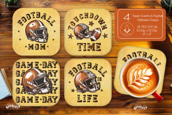 Football Square Coaster PNG for Crafts & Graphics