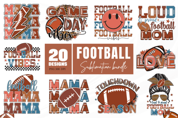 Football Sublimation PNG Design Bundle for Crafts & Graphics Projects
