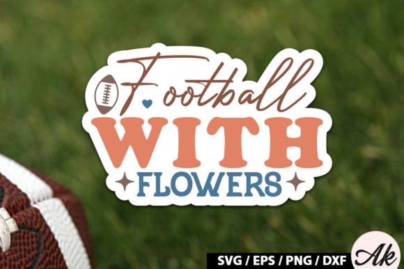 Football with Flowers Retro Stickers