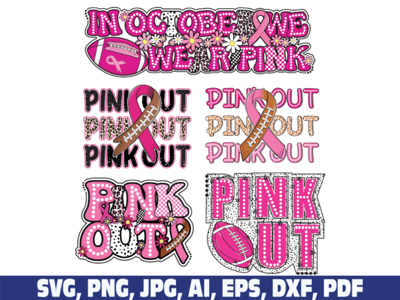 Pink Out Football Breast Cancer Graphics for Crafts & Content Publishing