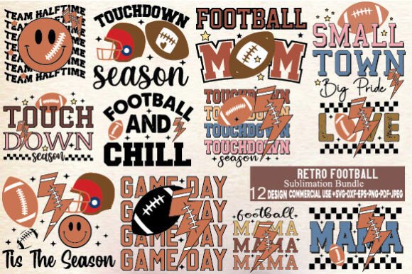 Retro Football SVG PNG Sublimation Bundle for Crafts & Graphics Sellers
