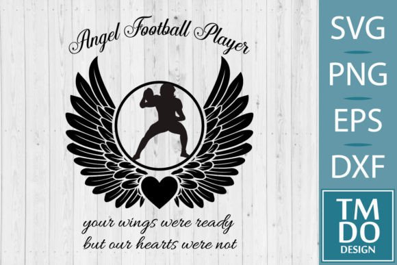 RIP Football Player Memorial Angel Wings Graphics for Crafts