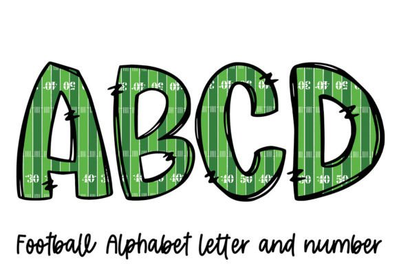 Stadium Football Alphabet Doodle Font: Graphics for Crafts
