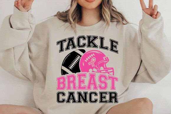 Tackle Breast Cancer Football SVG for Crafts & Graphics