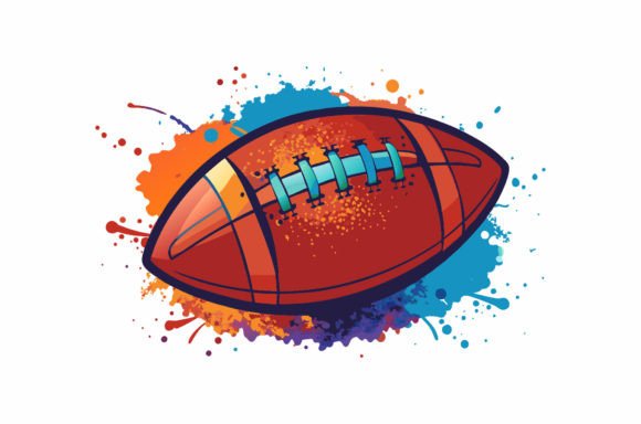 Watercolor American Football Sport Ball: A Dynamic Graphic for Crafts & Marketing